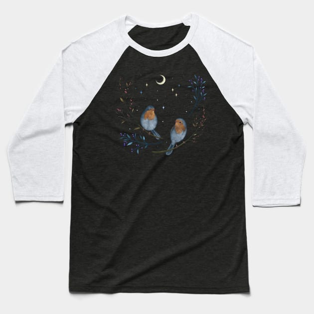 Birds and Berries Baseball T-Shirt by Episodic Drawing